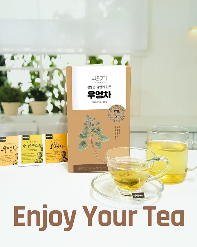 Ssanggye Burdock Tea 1.0g x 100 Tea Bags Bulk Size Premium Korean Herbal Hot Cold Hygienic Single Teabag Earthy Herb Soft Taste 우엉차 4 Seasons Made in Korea
