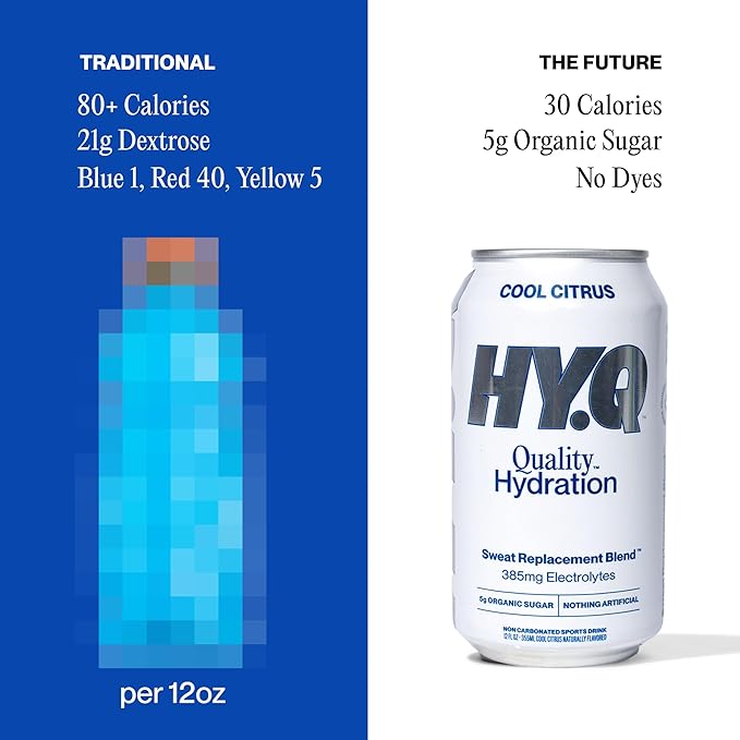 HY.Q Hydration Drink Cool Citrus 12 fl oz (12-Pack) Canned Sports Drink Quality Ingredients for Hydration Sweat Replacement Electrolytes Non-Carbonated Flavored Electrolyte Beverage