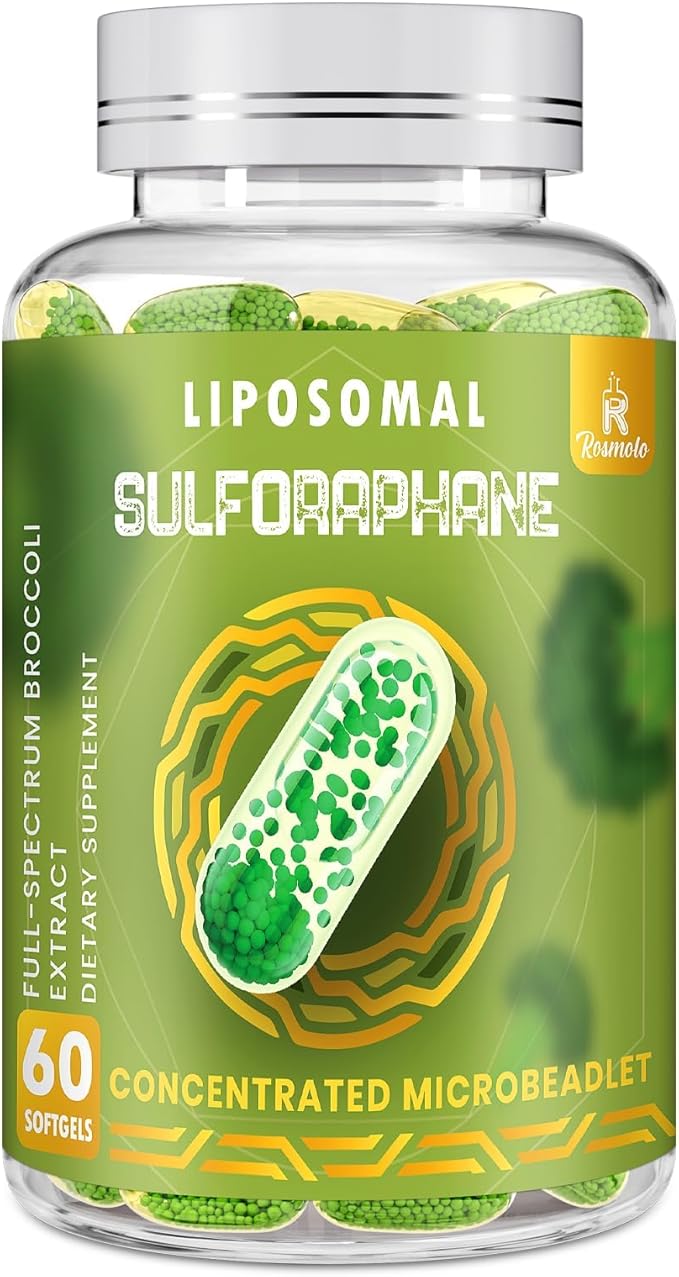 800 MG Liposomal Sulforaphane Powerful Dual-Delivery for Maximum Absorption &amp Potency Full-Spectrum Broccoli Extract Antioxidant &amp Liver Supplement 60 Softgels