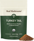 Real Mushrooms Turkey Tail Mushroom Powder – Organic Turkey Tail Extract from – for Wellness Gut Harmony &amp Energy Support – Vegan Non-GMO No Fillers – 100 Servings Functional Mushroom Suppleme