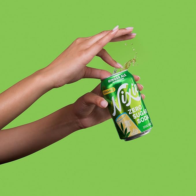 Nixie Organic Zero Sugar Soda Cherry Cola &amp Ginger Ale 0 Sugar 0 Calories Healthy Soda Pop Non-GMO 12oz Cans (24 Pack)