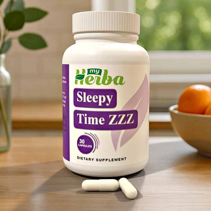 My Herba Sleepy Time ZzZ Supplement - Vegan Formula with Melatonin Magnesium Glycinate and L-Theanine Fast Acting Natural Sleep Aid for Adults Nighttime Relaxation and Calm Support 30 Capsules