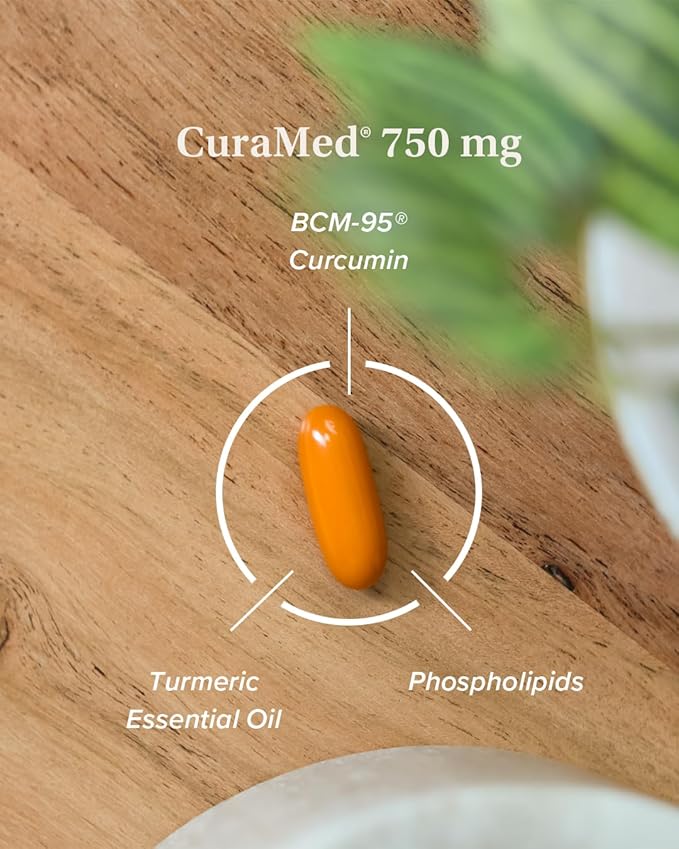 Terry Naturally CuraMed 750 mg - Antioxidant Supplement for Brain &amp Heart Health Support - Supplement with High-Potency Curcumin Complex - Kidney Liver &amp Immune Health Support - 120 Softgels