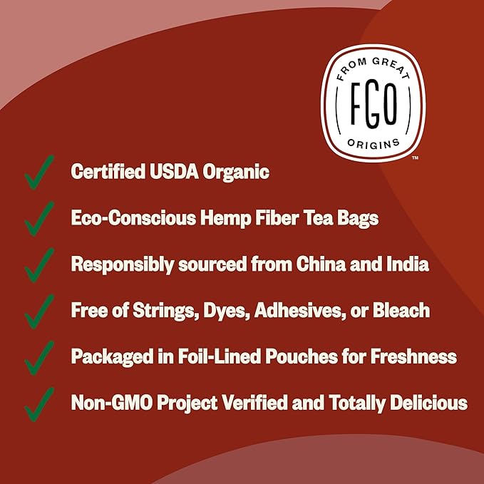 FGO Organic English Breakfast Black Tea 100 Count Eco-Conscious Tea Bags Resealable Bag Packaging May Vary (Pack of 1)