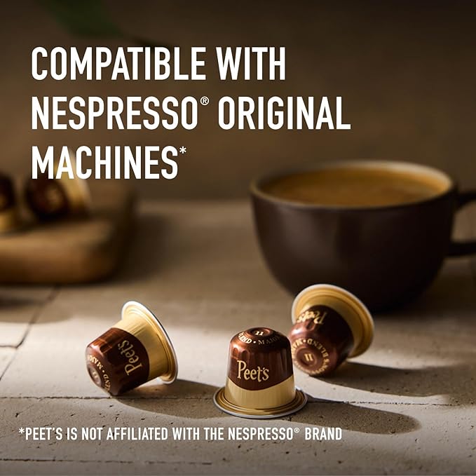 Peet's Coffee Dark Roast Espresso Capsules Compatible with Nespresso Original Machine 100% Arabica Coffee - Nerissimo Intensity 11 100 Count (10 Boxes of 10 Espresso Capsules)