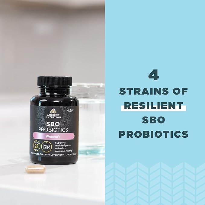 Ancient Nutrition Probiotics for Women Once Daily Women's Probiotics 30ct Digestive Support and Reduces Occasional Bloating Made with Chaste Tree Berry and Amla Berry 25 Billion CFUs*