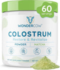 WONDERCOW Colostrum Supplement Powder for Gut Health Immune Support &amp Wellness | Natural IgG Pure Whole Bovine Colostrum Superfood Matcha 60 Servings
