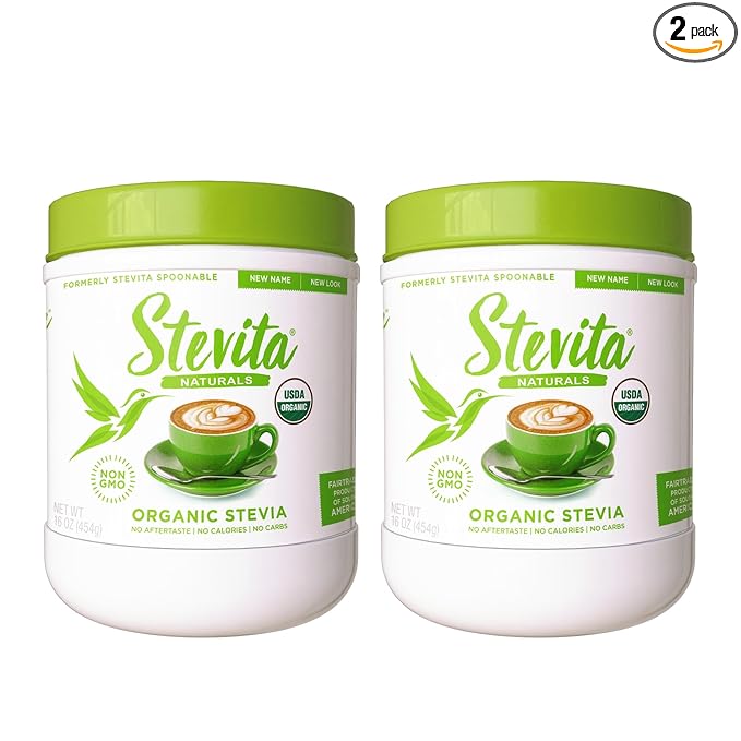 Stevita Organic Stevia - 16 oz Pack of 2 - Stevia &amp Erythritol All-Natural Sweetener No Calories - USDA Organic Non-GMO Vegan Keto Paleo Gluten Free - 1816 Total Servings