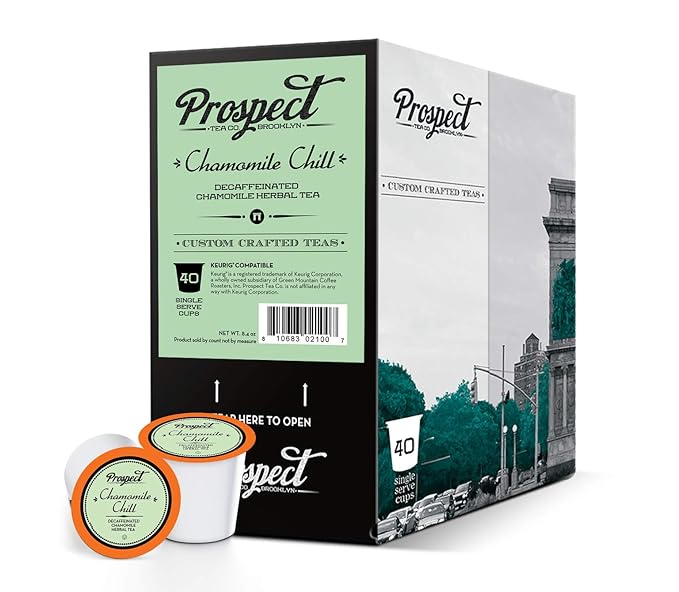 Prospect Tea Co. Decaffeinated Chamomile Chill Herbal Tea Pods Compatible with K Cup Brewers Including 2.0 40 Count