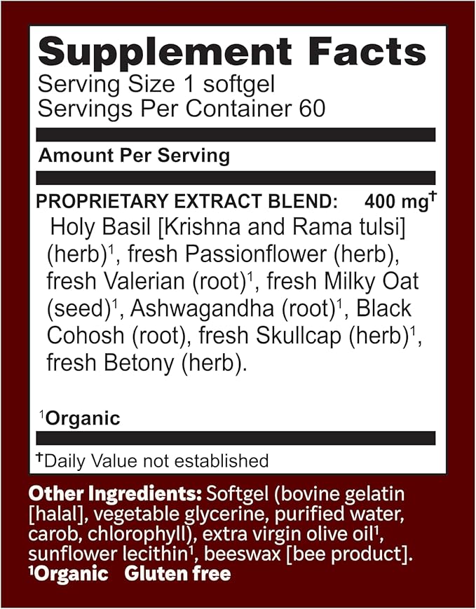 Herbs Etc. Stress ReLeaf - Herbal Supplement to Support Relaxation - Stress Support Supplemment - Gluten-Free - 60 Softgels (60 Servings)