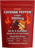 AuriLabs Cayenne Pepper Softgels Supplement Supports Leg Vein Heart and Blood Vessel Health with Vitamin E D3+K2 and Extracts of Grape Seed Hawthorn Beetroot and Others (1)