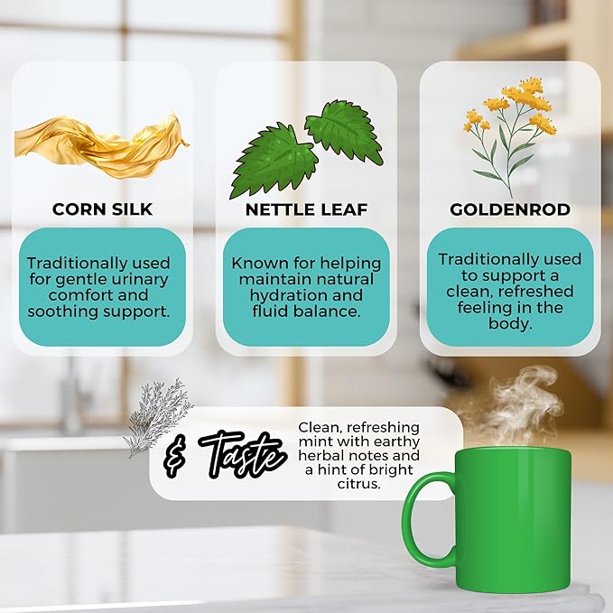 Organic Kidney &amp Bladder Comfort Herbal Tea with Marshmallow Root Corn Silk &amp Nettle Leaf | Hydrating Loose Leaf Wellness Blend – 2 oz (57 g) | Caffeine-Free Vegan No Artificial Flavors | G