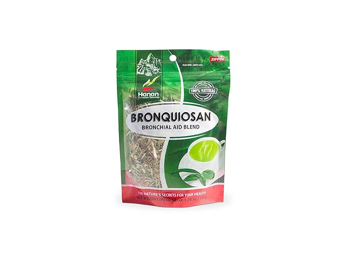 Hanan Peruvian Secrets Bronquiosan Herbal Tea | 100% Natural Bronchial Aid Blend | 1.76oz / 50g | Naturally Aids in Soothing the Throat and Alleviating Seasonal Respiratory Discomfort (6 Pack)