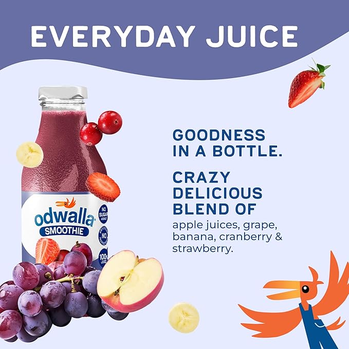 Odwalla Smoothie - Fruit Smoothie Mix Ready to Drink Juice Blend No Added Sugar No preservatives - 13.9 oz Glass Bottles - Berries