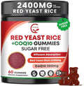 Red Yeast Rice with Coq10 Gummies Red Yeast Rice 2400 mg with CoQ10 200 mg for Cholesterol Lowering Supplements Sugar Free Non-GMO Vegan Heart Health Support – 60 Counts