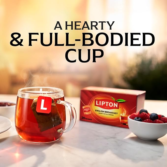 Lipton English Breakfast Tea Bags Flavored Teabags 120 Total Bags (20ct - Pack of 6)