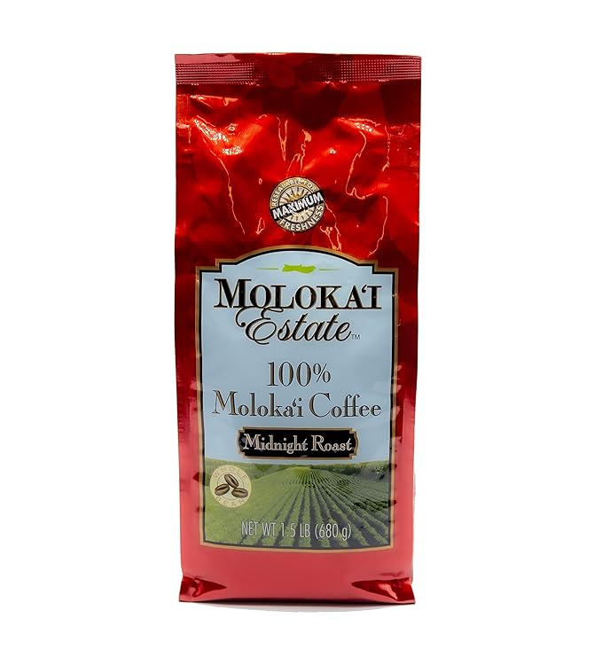 Molokai Estate 100% Moloka'i Coffee - Midnight Roast Whole Bean 1.5 lb
