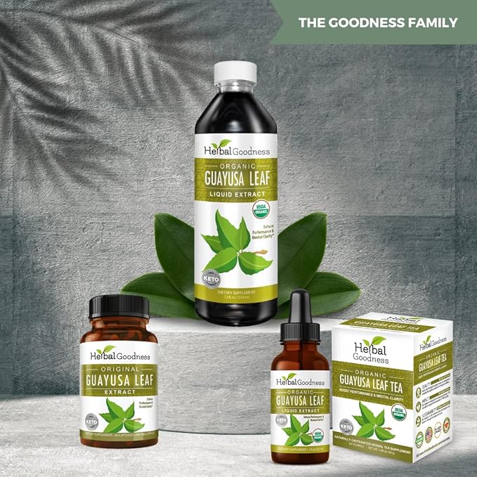 Guayusa Leaf Tea - Mental Clarity Organic Natural Caffeine Drink Energy Supplement Coffee Alternative Oxidative Stress - 6/24 Tea Bags - Herbal Goodness (6 Boxes)
