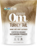 OM MUSHROOM SUPERFOOD Turkey Tail Organic Mushroom Powder Pouch 7.05 Ounce 100 Servings Immune Support Polysacchrides Beta-Glucans Gut Health &amp Holistic Defense Mushroom Supplement