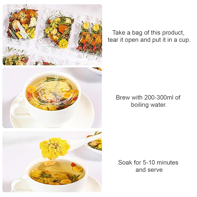 KWOLYKIM 5 Bags Dandelion Wolfberry Tea Bags Dandelion Tea Chrysanthemum Tea Chinese Wolfberry Tea Bags (60pcs/5 boxes)