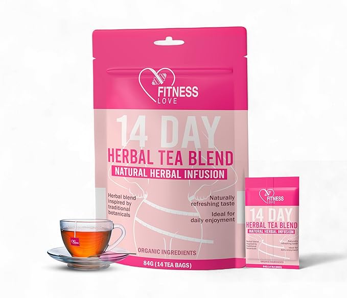 Fitness Love 14 Day Herbal Detox Tea – Caffeine-Free Infusion with Lotus Rose &amp Chrysanthemum – Gentle Digestive &amp Wellness Support – Herbal Blend for Daily Balance