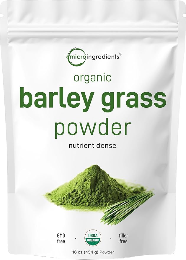 Organic Barley Grass Powder 16 Ounces | US Grown | Rich in Vitamins Minerals Fibers &amp Antioxidants | Superfood Greens Mix for Immune Health and Digestion Support | Non-GMO