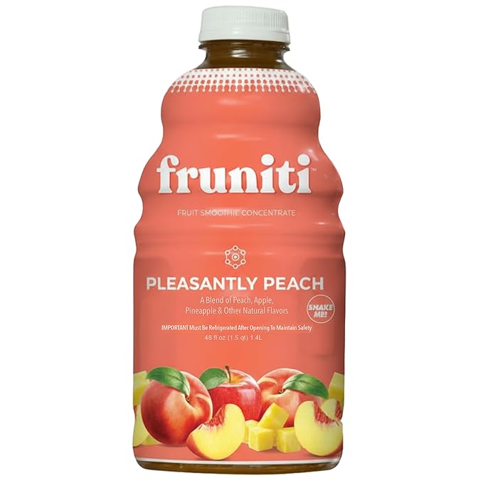 Fruniti Peach Smoothie Mix - Energy Boosting - No Sugar Added - Delicious Fruit Puree - Vitamin B-6 Vitamin B-12 Ginseng - Apple Pineapple Peach Purée - Makes 24 Smoothies