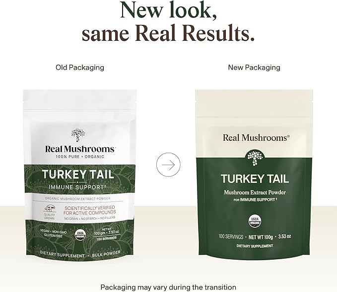 Real Mushrooms Turkey Tail Mushroom Powder – Organic Turkey Tail Extract from – for Wellness Gut Harmony &amp Energy Support – Vegan Non-GMO No Fillers – 100 Servings Functional Mushroom Suppleme
