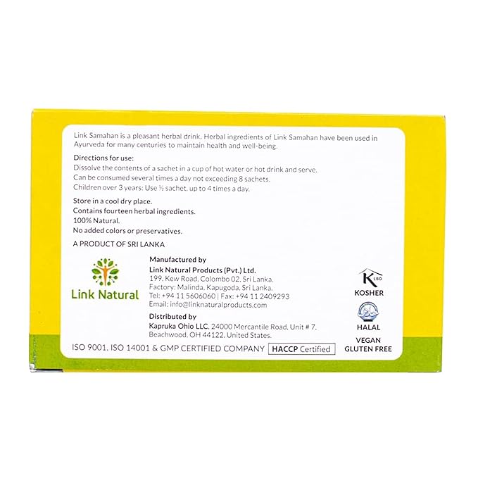 SAMAHAN Ayurvedic Herbal Tea Packets - Sri Lankan Ceylon Blend with 14 Natural Herbs Including Ginger Black Pepper &amp More Herbal Tea Bags for Wellness Relaxation &amp Daily Comfort - 60 Count