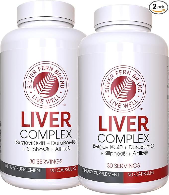 Silver Fern Brand Liver Complex Supplement (2 Pack) – with Milk Thistle Beet Root Bergavit® &amp Artichoke Extract – Daily Liver Support – 90 Vegetarian Capsules