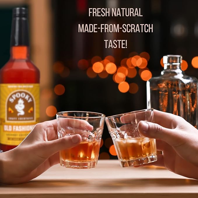 SPOOKY - Old Fashioned Mix - Real Orange &amp Cherry Juice Real Sugar - No Artificial Colors Flavors or Corn Syrup - Premium Gluten Free Cocktail Mixer Kit - 32 Oz (Pack of 2)