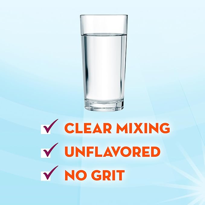 Metamucil Fiber Supplement Unflavored Clear Mixing Powder No Grit No Sugar Added Plant Based Prebiotic Fiber Supplement Blend for Daily Digestive Health 75 teaspoons