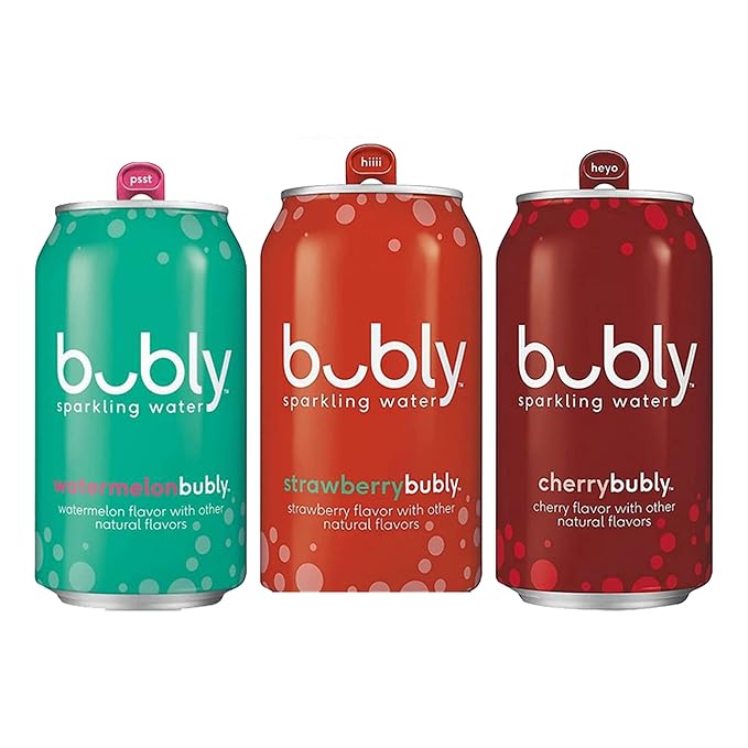 BEEQ- (Pack of 16) bubly Sparkling Water Berry Bliss Sampler 12 fl oz. Cans Multi Flavor Soft Drink Bundle | Assortment Soda Refrigerator Restock Kit of Soda