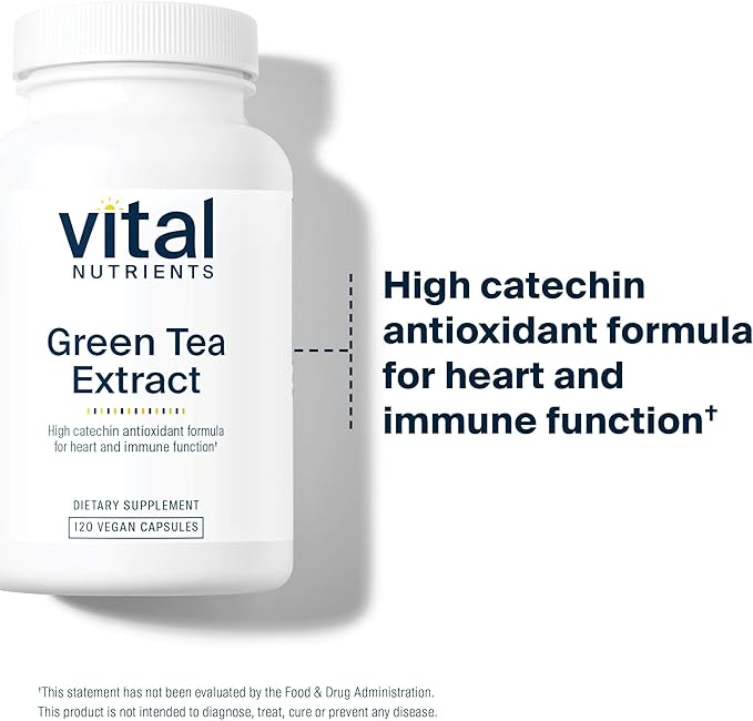 Vital Nutrients Green Tea Extract 550mg - Potent Antioxidant for Heart &amp Immune Health* - Polyphenols Supplement with EGCG - Gluten Dairy Soy Free - Non-GMO - 120 Capsules