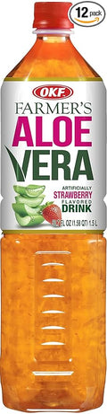 OKF Farmer's Aloe Vera Drink Strawberry 1.5 Liter (Pack of 12)