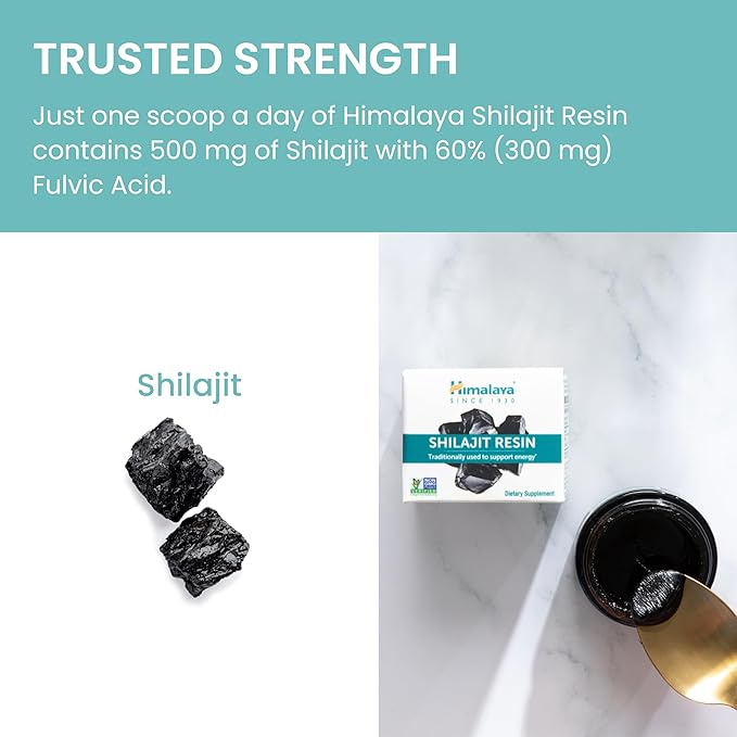 Himalayan Shilajit Resin Energy Superfood 60% Fulvic Acid Non-GMO 0.7 oz (20g) Jar 40-Day Supply