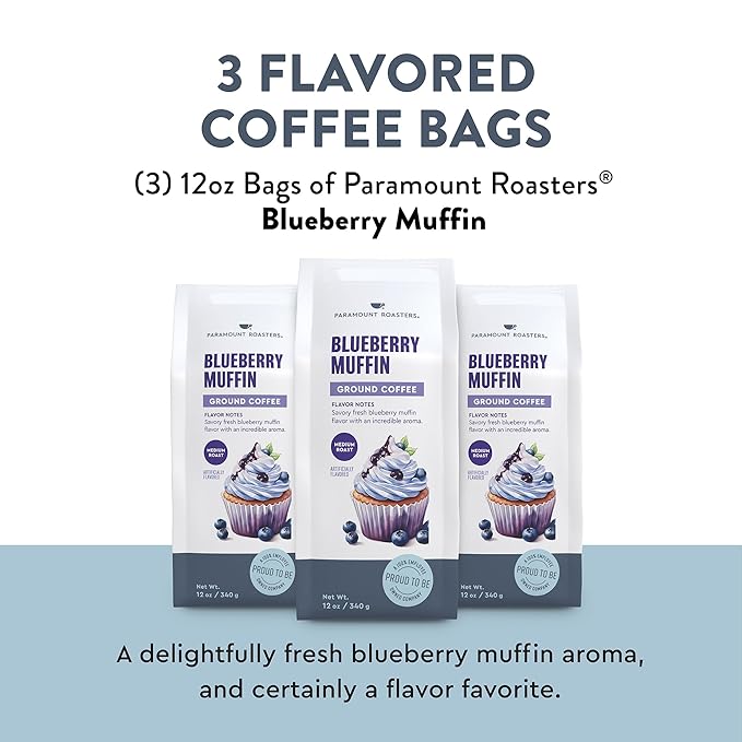 Paramount Roasters Blueberry Muffin 12 oz Ground Coffee Pack of 3