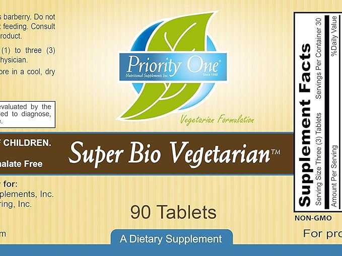 Priority One Vitamins Super Bio Vegetarian 90 Tablets - Immune System Support*- Clinical Strength - Benefits of Shiitake &amp Maitake Mushrooms.