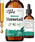 Wild &amp Organic Horsetail Extract Drops - Hair Skin Nails Support - Liquid Horsetail Supplement - Herb Powder Based Tincture - Vegan Sugar &amp Alcohol-Free - 2 fl oz