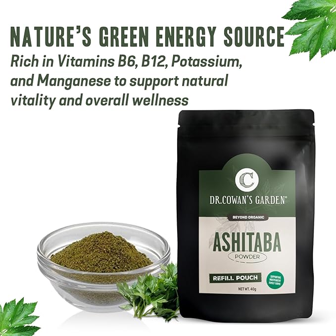 Dr. Cowan's Garden Ashitaba Powder – Premium Sun-Dried Ashitaba Leaves – Small-Batch Herbal Superfood – Pure Ashitaba Powder for Daily Vitality Digestion Support (20 Servings)