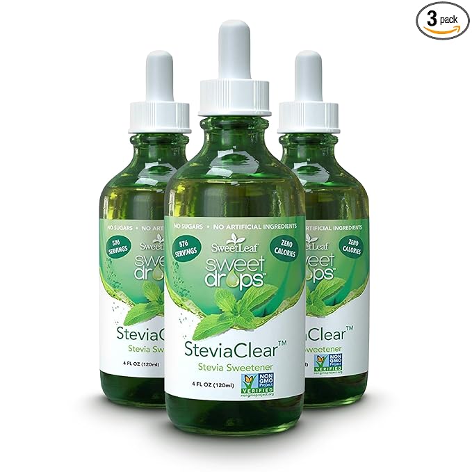 SweetLeaf SteviaClear Sweet Drops - Stevia Liquid Drops Sweetener Pure Stevia Drops with No Bitter AftertasteLiquid Sugar Alternative Zero Calorie Keto Food Non-GMO SweetLeaf Stevia4 Fl Oz (Pack