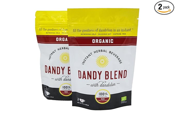Two 50 Cup Bags of Organic Dandy Blend Instant Herbal Beverage with Dandelion - Two 3.53 oz. Bags