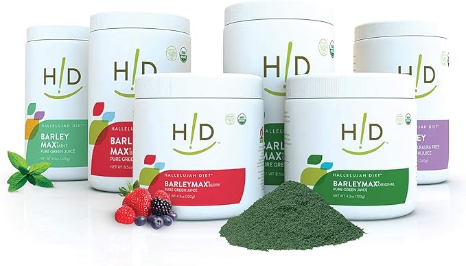 Hallelujah Diet Organic BarleyMax - Barley and Alfalfa Green Juice Powder Berry Flavor 8.5 Ounces (60 Day Supply)