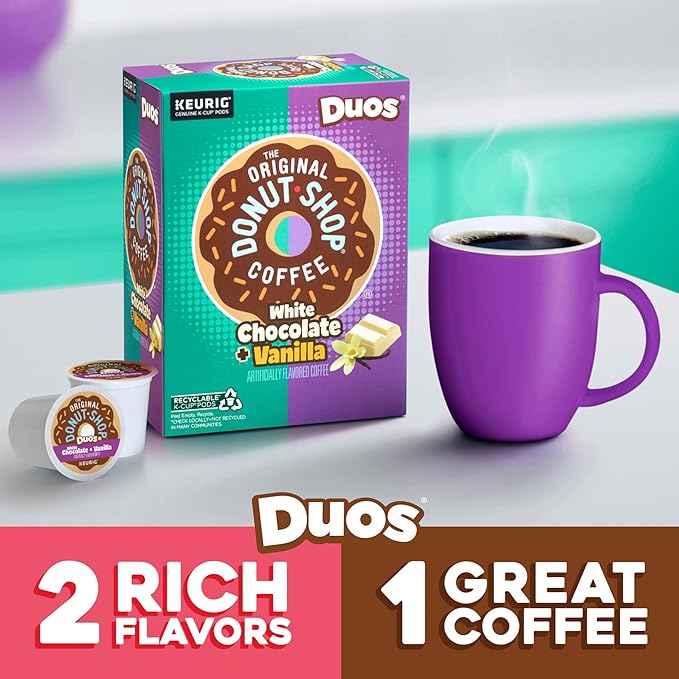 The Original Donut Shop Duos White Chocolate + Vanilla Keurig Single Serve K-Cup pods 96 Count