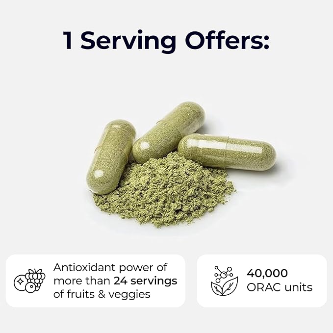 Paradise Herbs ORAC Energy Superfood Capsules Includes Over 42 Organic &amp Wild-Crafted Ingredients Probiotics &amp Enzymes 120 Count
