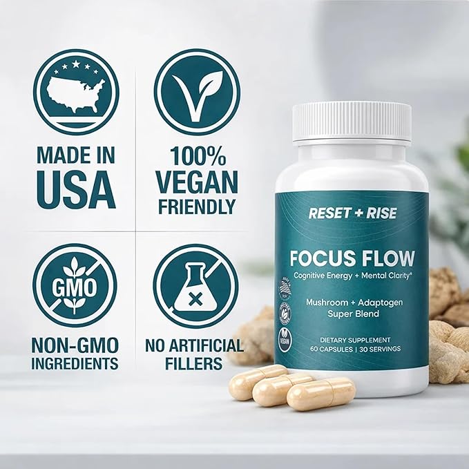 Nootropic Brain Supplement with Lion’s Mane Mushroom Cordyceps &amp Rhodiola Rosea Extract - Focus and Energy Supplement Adaptogen for Brain Health Mental Clarity Memory &amp Mood Support - 60 C