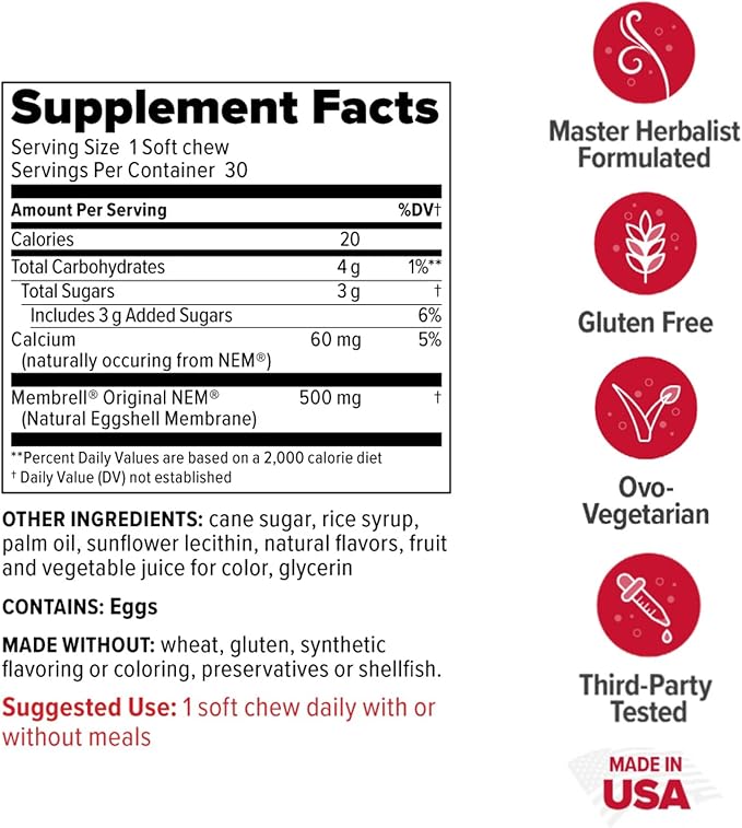 Redd Remedies Joint Health Original Helps Strengthen Connective Tissue and Cartilage Black Cherry Flavor 30 Soft Chews