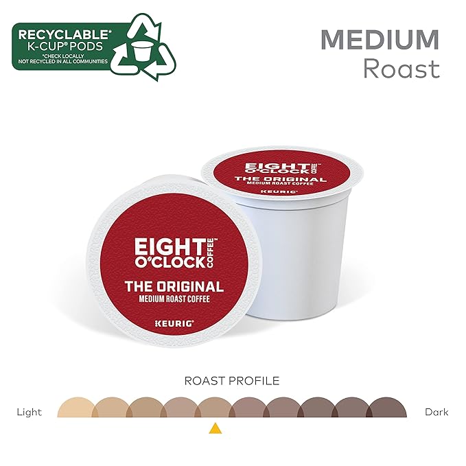 Eight O Clock The Original Single-Serve Keurig K-Cup Pods Medium Roast Coffee 192 Count (8 Boxes of 24 Pods)