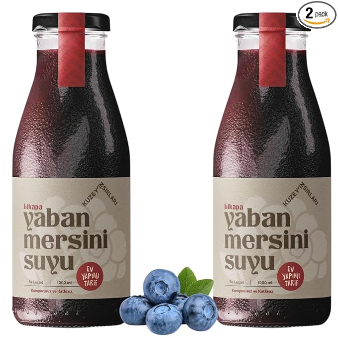 Natural Blueberry Juice Organic Additive-Free Authentic Turkish Product 1000 ml/33.8 fl oz - PACK OF 2