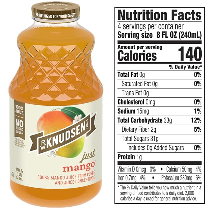 R.W. Knudsen No Sugar Added Juice Variety Pack 32 oz Bottles (Pack of 5) – Cranberry Pomegranate Blueberry &amp Black Cherry Mango
